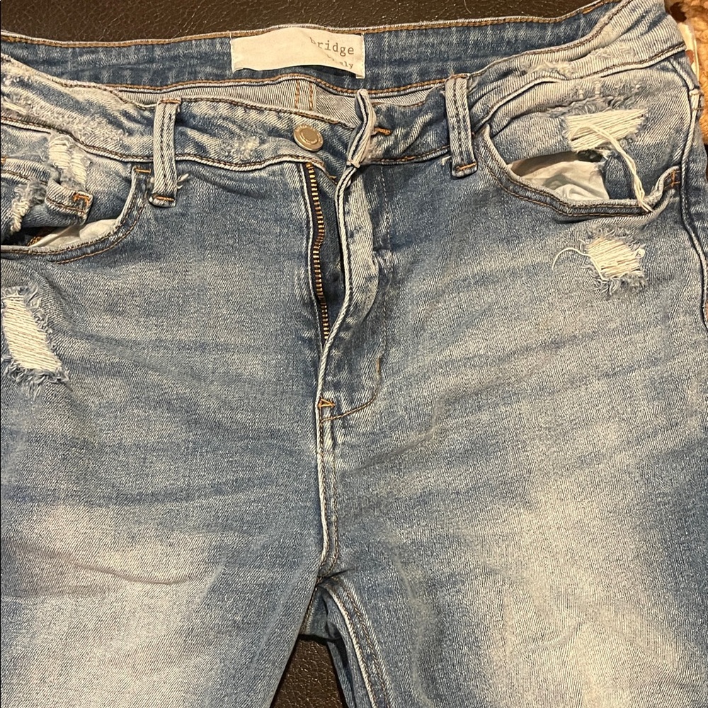 Stylish Blue Distressed Flare Jeans